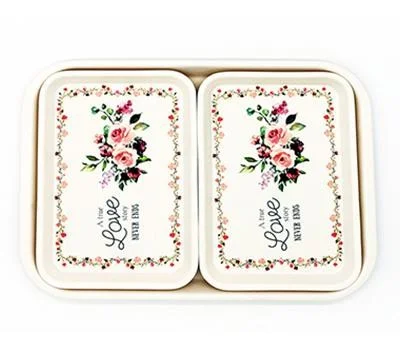 무광멜라민 장미 직쟁반 3p