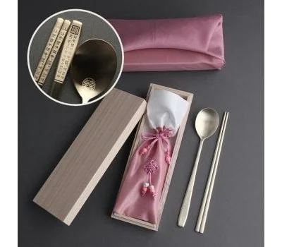 훈민정음 골드 수저 1인용 오동나무,비단보자기포...