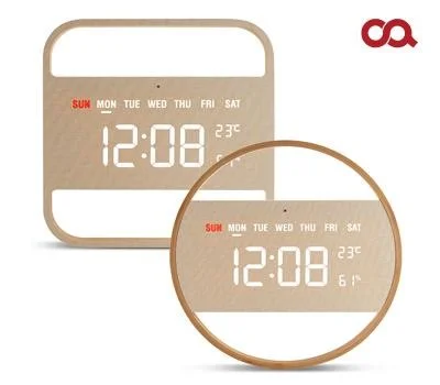 오아 우드 LED 벽시계 디지털 벽걸이